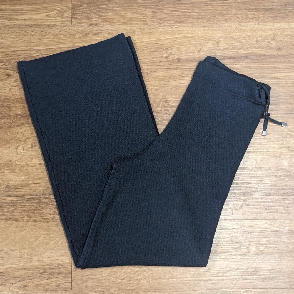 Sarah Pacini Pants Merino Wool Wide Leg Charcoal M/L